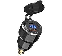 DIN to USB C PD Socket for BMW Motorcycles: Double USB DIN Plug Adapter Cigarette Lighter Socket Waterproof Motorcycle with Voltmeter Display for 12-24 Volt Boat Ducati Triumph and Other Motorcycles