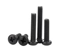 DIN7985 M1.6 M2 .5 M3 M4 M5 M6 M8 negro 304 cabeza redonda de acero inoxidable tornillo máquina botón perno cruzado(20mm,M8 (10 Pieces))