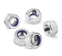 DIN985 Tuercas hexagonales M5, Leryati 100 unidades tuercas de seguridad de acero inoxidable estándar A2 V2A M5, tuercas autobloqueantes, tuerca de acero inoxidable, tuercas de bloqueo