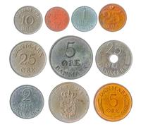 Dinamarca 10 monedas mixtas | Moneda danesa | Mineral | Corona | Reina Margarita II | Desde 1973