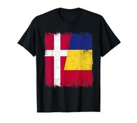 Dinamarca Rumania Media Bandera Danesa Rumania Heritage Camiseta