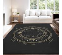 Dinámico Abstracto Energético Alfombra 80 x 120 cm Negro Oro Textura Cuerpos Celestes Pelo Corto Súper Suave Alfombra Lavable para Habitación Adolescente, No Desprende Pelusa y Fácil de Limpiar