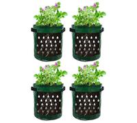Dinchaakuarry Fabric Growing Bags Planter Flap Handle Set, Grow 4 Pieces Gardening Containers Handles Raised Bed Patio Balcony Greenhouse Home | Perfect Suitable Ideal for Usages Scenarios