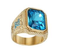 Dinchaakuarry Rhinestone Rings Men | Finger Rings,Size 7/8/9/10/11/12/13 Blue Rhinestone Hip Hop Rapper Costume Finger Jewelry for Wedding