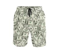 Dinero Billete De Cien Dólares Pantalon Corto De Playa con Bolsillos Hombre Shorts De Playa Transpirable Traje De Baño para Verano Jogger Surf S