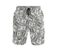 Dinero Billete De Cien Dólares Pantalones Cortos Elásticos Hombre Bañador con Forro De Malla Pantalon Corto De Playa para Jogger Surf Natación L