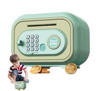 Dinero seguro para niños - Lindo monedero verde con llave | Caja de seguridad electrónica para ayudar a planificar y ahorrar, máquina automática de ahorro bancario para ragaz