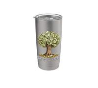 Dinero y árbol arraigados en el diseño de finanzas de beneficios Vaso térmico de acero inoxidable de doble pared