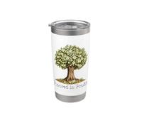 Dinero y árbol arraigados en el diseño de finanzas de beneficios Vaso térmico de acero inoxidable de doble pared