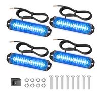 Dinfu 4x12 Led Luces de Penetración y Advertencia Azul Flash Girofaro Coche Barra de luz con 21 Modos Estroboscópicos Intermitentes para Automotriz
