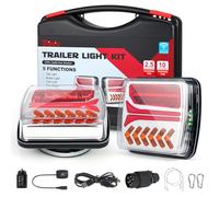 Dinfu Luces Traseras Inalámbricas WiFi con base magnetica, set di luci posteriori a LED da 12V-24V con spina a 7 poli+cargador USB + cuerda antiperdida per rimorchi auto camion caravan remolque