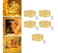 Ding Yongliang Luces de Hilo LED 5 Unidades, 2M 20 LEDsImpermeables IP65, 3 Modos | 100 LEDs Totales | Hilo de Cobre Flexible | Para Navidad, Bodas, Fiestas, Dormitorio | Decoración Luz Calida