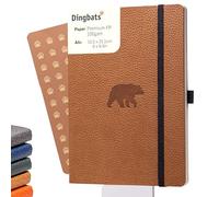 Dingbats* - Cuaderno A5 de rayas y tapas blandas - Páginas a prueba de sangrado - Experiencia versátil de bloc de notas, Piel vegana, Marcapáginas, Portabolígrafos (Vida salvaje - Oso marrón)