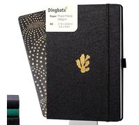 Dingbats* Pro B5 Grande Cuaderno En Blanco - Libreta Con Cubierta Textil Negra, Encuadernada Con Hilo Para Trabajar, Viajar -Cierre Elástico, Marcador