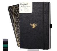 Dingbats* Pro B5 Grande Cuaderno Rayado - Libreta Con Cubierta Textil Negra, Encuadernada Con Hilo para Trabajar, Viajar - Cierre Elástico, Marcador