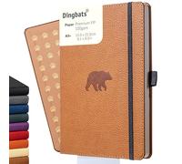 Dingbats - Wildlife Cuaderno Mediano En Blanco, Oso Pardo, A5 - Cuaderno De Tapa Dura - Cuero Pu - Papel Crema, Perforado, 100gsm, A Prueba De Tinta