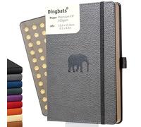 Dingbats - Wildlife Cuaderno Mediano Punteado, Elefante Gris, A5 - Cuaderno de Tapa Dura - Cuero PU - Crema, a Prueba de Tinta de 100 gsm