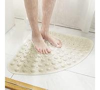 DINGC Alfombra Bañera Antideslizante PVC Alfombras de Ducha, Alfombra de Ducha Triangular con Ventosa y Orificios de Drenaje, Antideslizante para Baño 54 x 54 cm para baños triangulares(Beige)