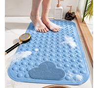 DINGC - Alfombrilla de Ducha Antideslizante con ventosas y Agujeros de Drenaje, Alfombrilla de Ducha con cojín de Masaje, Alfombrilla de Ducha Grande para Ducha de baño, 70 x 40 (Azul)