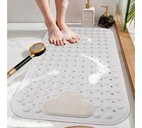 DINGC - Alfombrilla de Ducha Antideslizante con ventosas y Agujeros de Drenaje, Alfombrilla de Ducha con cojín masajeador, Alfombrilla de Ducha Grande para Ducha de baño, 70 x 40 cm, Color Blanco