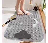 DINGC Alfombrilla de Ducha Antideslizante con Ventosas y Orificios de Drenaje, Alfombra Antideslizante Ducha con Cojín de Masaje, Grande Alfombra bañera para la Ducha del Baño 70x40 (Gris)