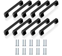 DINGC - Lote de 10 asas para muebles de 128 mm, metal, resistente y duradero, fácil de instalar, juego de manija para cocina, color negro mate, apto para cajón, ventana y ducha (20 tornillos