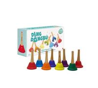 DingdangBú Handbell. Campanas de Mano Musicales Diatónicas para Niños, Soporte de Madera. 8 Campanas de Colores, 8 Notas Distintas. Incluye Libro de música. 3+