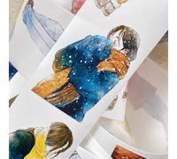 DingDing Vol12-43 - Papel Washi precortado para el Día del Invierno de PET, 1.97 pulgadas x 10.94 yardas, diseño original de personajes vintage para suministros de álbumes de recortes, diario, diario