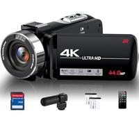 DINGETU Videocámara 4K Ultra 44MP Vlogging Cámara para YouTube 18X Digital Zoom Videocámara 3 pulgadas IPS Grabadora de video con micrófono externo, controlador, 2 baterías y tarjeta SD de 32G