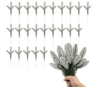 DINGFDENG 24 ramas de abeto artificiales con efecto nieve - Decoración realista de invierno para Navidad, coronas de nieve, guirnaldas - resistente a las heladas hasta -30 °C (efecto nieve permanente)