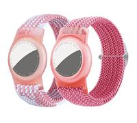 Dingfeiyu 2Pcs Pulsera para Apple AirTag, Brazalete para Ajustable Locator Tracker Anti-Arañazos GPS Bracelet para niños, niñas, bebé (conjunto rosa)