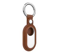 Dingfeiyu Cuero Funda con Llavero para Samsung Galaxy SmartTag2, Protectora GPS Tracker Funda Anti-Perdida para Niños, Perros, Gatos, Maleta, Llaves, Bicicleta (Marrón)