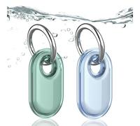 Dingfeiyu Funda con Llavero para Samsung Galaxy SmartTag2, Protectora GPS Tracker Funda Anti-Perdida Anti-Rasguños para Niños, Perros, Gatos, Maleta, Llaves, Bicicleta (Azul + Verde)