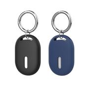 Dingfeiyu Llavero para Xiaomi Smart Tag, Funda Localizador Android, Protector Llavero Holder para Equipaje/Bolsos/Carteras/Mascotas (Negro + Azul Oscuro)