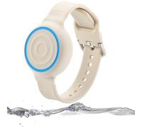 Dingfeiyu Pulsera niño Adultos para Apple Airtag Impermeable, Correa protección Silicona Funda, localizador GPS Anti-arañazos Infantil muñequera (Beige)
