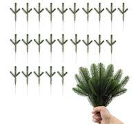 DINGFENG 24 piezas de ramas de abeto artificiales, mini ramas de pino para decoración navideña, corona de adviento DIY, guirnalda, envoltorio de regalo - Realista y resistente a la intemperie