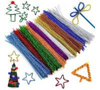 DINGFENG 300 varillas decorativas de chenilla, tiras limpiadoras de tubos, cepillos de colores para manualidades, hilo de chenilla de peluche para manualidades y decoración para niños y adultos