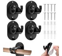 DINGFENG 4 Piezas Soporte Barra Cortina, Soporte para Barra de Cortina Transparente Sin Taladrar Gancho Autoadhesivo Cortina Soporte Cortinas Sin Taladrar para Sala de Estar, Baño, Dormitorio