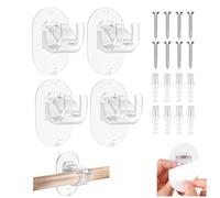DINGFENG 4 Soportes Para Barra de Cortina Sin Taladrar Ganchos Adhesivos | Transparente Oportes Autoadhesivos Con Tornillos Para Montaje en Pared, Para Baño, Cocina, Saln, Dormitorio Y Ventanas