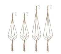 DINGFENG 4PCS Colgador de Plantas, Planta Colgador de Cuerda De Cáñamo, Macramé Colgador Plantas Colgante con Anillo de Metal y Borlas,para Interior/Exterior Decoración