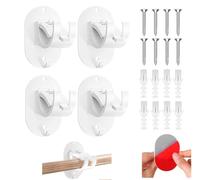DINGFENG 6 Soportes Para Barra de Cortina sin Taladrar, Ganchos Adhesivos | Oportes Autoadhesivos Con Tornillos Para Montaje en Pared, Para Baño, Cocina, Saln, Dormitorio Y Ventanas (Blanco)