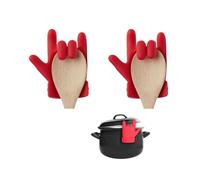 DINGFENG - Juego de 2 elevadores de tapa de silicona antiderrame, soporte para cuchara de cocina, contra salpicaduras, tapa resistente al calor, tapón para gadgets de cocina