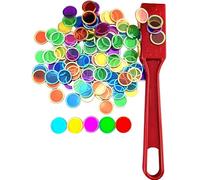 DINGFENG Juego de Bingo Magnético 1 Palo Magnético 100 Piezas Fichas de Números de Bingo Fichas de Plástico, Juego de Lotería Magnética para Niños Lotería Magnética con Palo Infantil