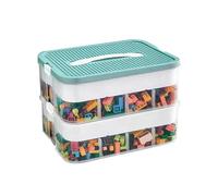 DingGreat Caja de almacenamiento de dos niveles para bloques de construcción Lego, apilable, caja de juguetes, almacenamiento con tapa, cajas apilables, de plástico, piezas pequeñas, transparentes