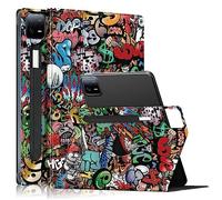 DINGGUAGUA Estuche para Xiaomi Mi Pad 6/Mi Pad 6 Pro 11 Pulgadas 2023 Tableta Funda Soportes Giratorios de 360° Multiángulo con Portalápices y Auto Estela/Sueño,Grafiti