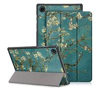 DINGGUAGUA Funda Compatible con Samsung Galaxy Tab A8 10.5" SM-X200/SM-X205, Ultra Slim PU Protectora Carcasa con Función de Soporte y Auto Estela/Sueño,Flor de Albaricoque