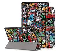DINGGUAGUA Funda Compatible con Samsung Galaxy Tab A8 10.5" SM-X200/SM-X205, Ultra Slim PU Protectora Carcasa con Función de Soporte y Auto Estela/Sueño,Grafiti