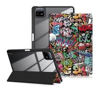 DINGGUAGUA Funda para Xiaomi Mi Pad 6/Mi Pad 6 Pro 11 Pulgadas 2023 Tablet,Tapa Trasera Transparente Tablet Estuche con Función de Soporte para Bolígrafo S,Graffiti