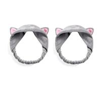 Dinghaole 2 diademas de orejas de gato, diademas para lavar la cara, bandas para el pelo de spa, diademas de maquillaje, diadema de tela de rizo suave para lavar la cara, máscara facial, regalos de