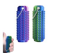 Dinghaole 2 llaveros con láser para adultos - Llavero sensorial puntiagudo con acabado iridiscente morado, verde, alivio de la ansiedad portátil para viajes de oficina